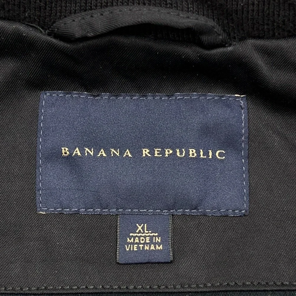 Banana‎ Republic Waxed Field Jacket Men's XL Black Full Zip Chin Strap Chore Y2K
